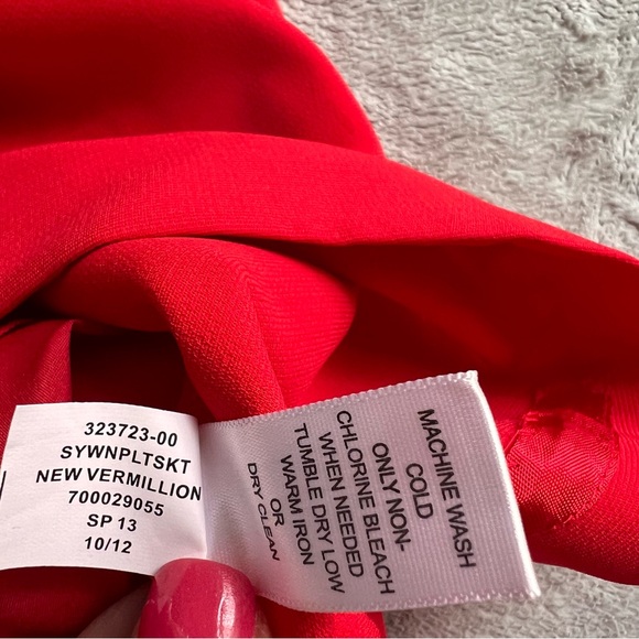 Banana Republic Red A-Line Mini Skirt Pleated Cocktail - Picture 11 of 12